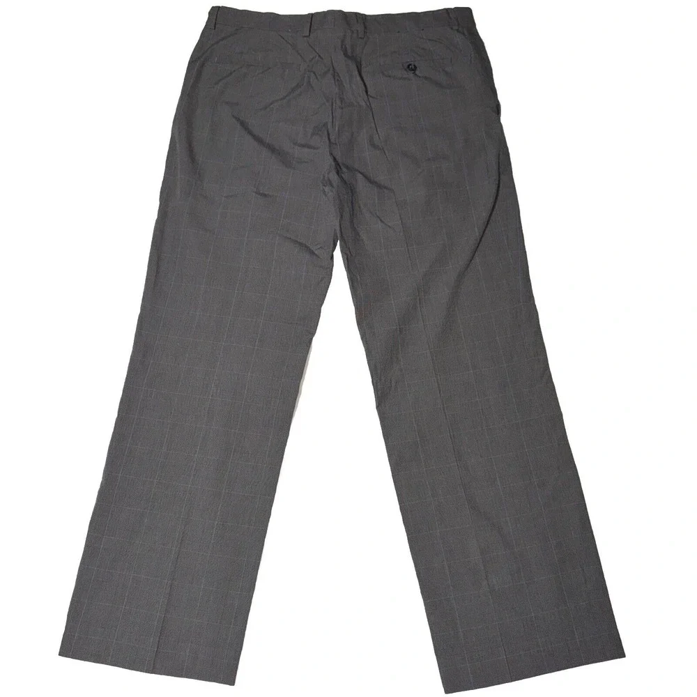 Banana Republic Dress Pants Mens 36x32 Gray Plaid Pinstripe Cotton Office Casual